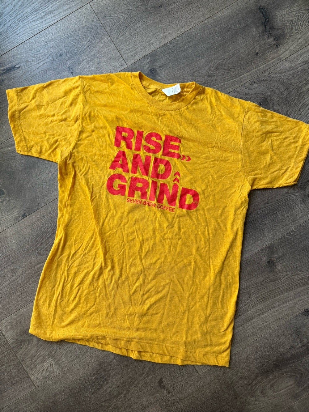 Rise and Grind Yellow Seven Brew Graphic Tee